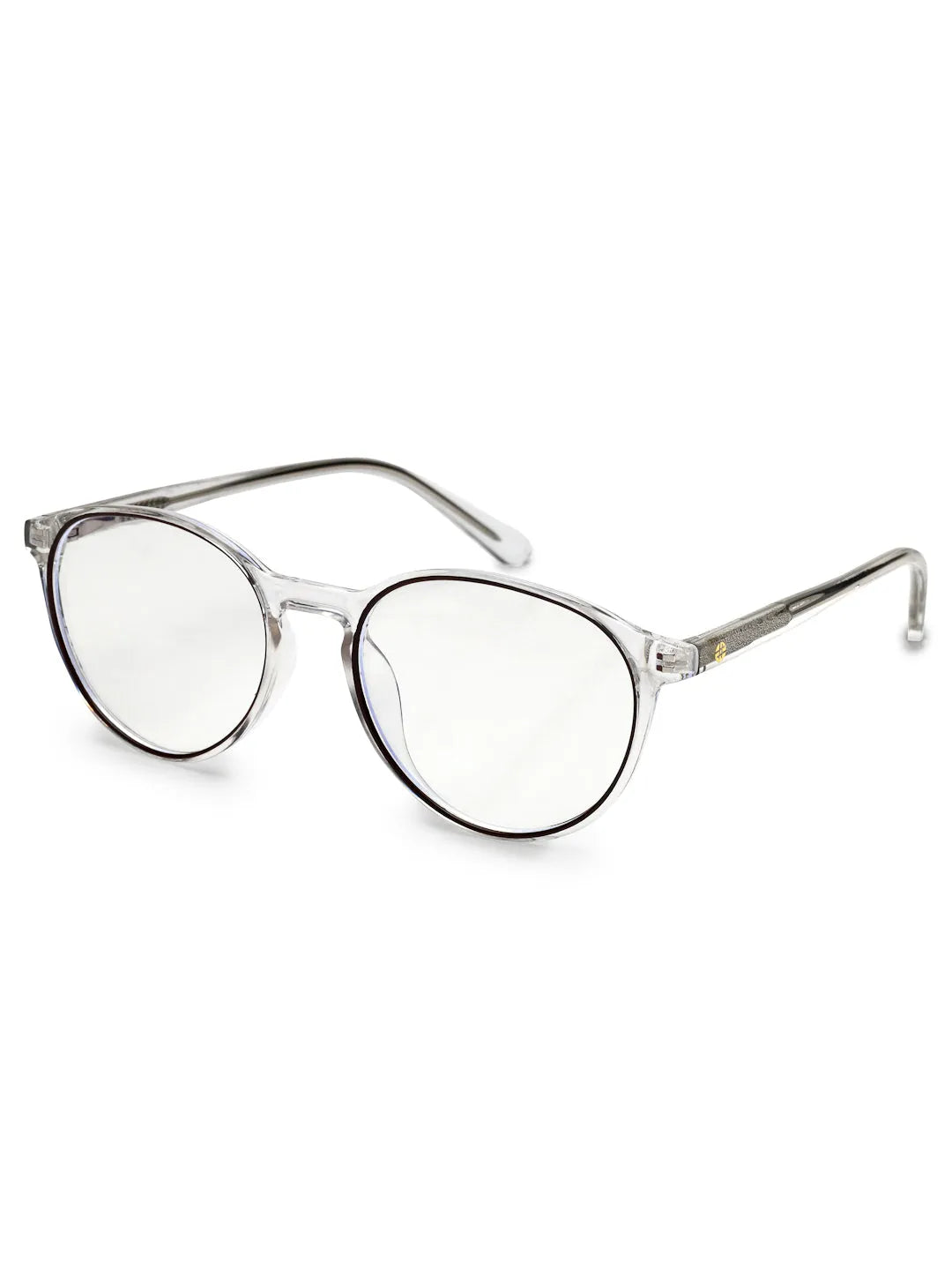 AB Junior Transparent Brown Small Full Rim Round Eyeglasses for Kids  [Blue Block]