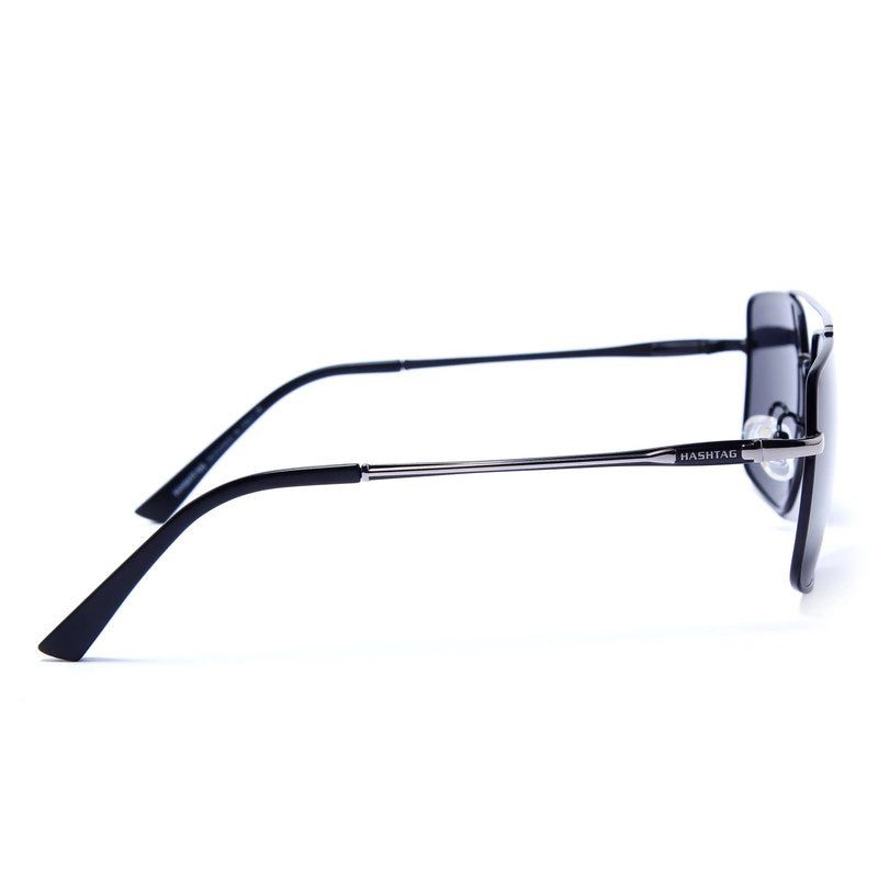 Kynra Silver & Black Large Full Rim Aviator Sunglasses for Men & Women — Hashtag Eyewears