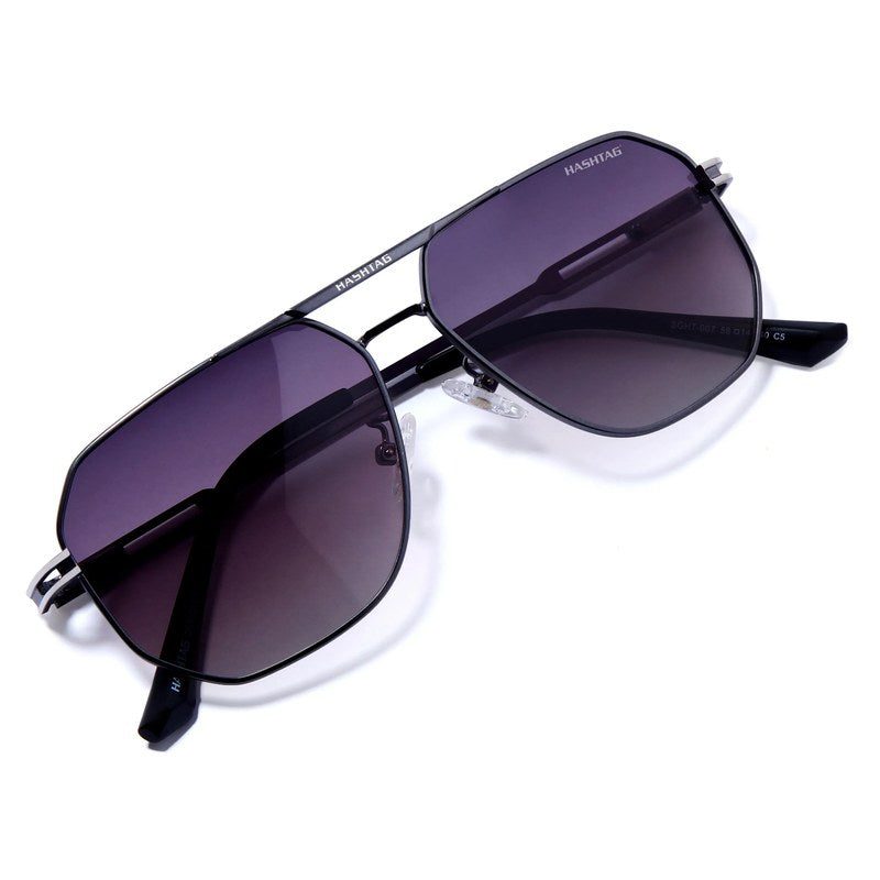 Sion Gradient Purple Medium Full Rim Haxagonal Sunglasses for Men & Women — Hashtag Eyewears