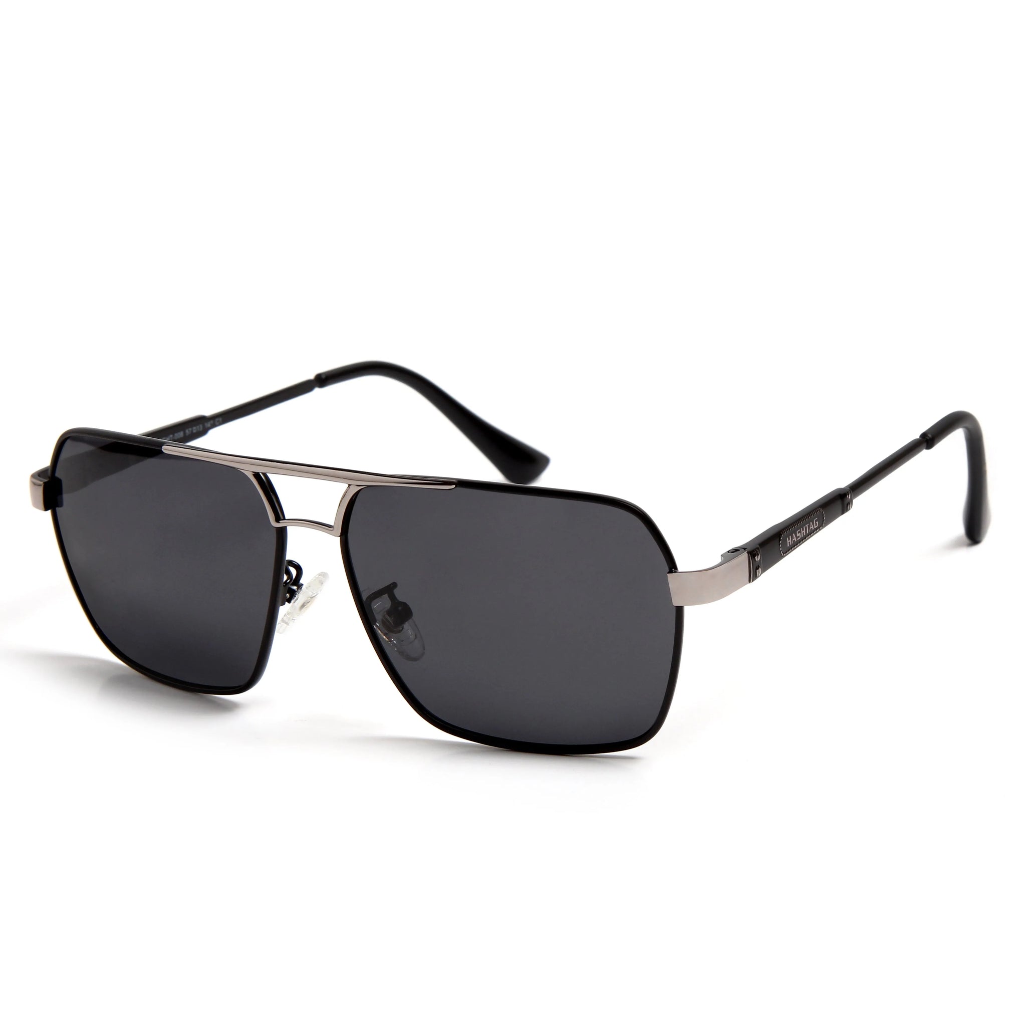 Inferna Silver Black Large Full Rim Rectangle Sunglasses for Men  Women [Polarized]