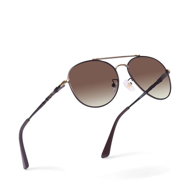 Valtor Gradient Brown Small Full Rim Aviator Sunglasses for Men & Women — Hashtag Eyewears