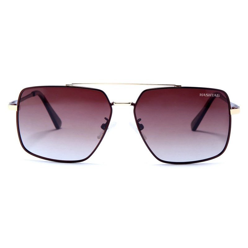 Kynra Gradient Brown Large Full Rim Aviator Sunglasses for Men & Women — Hashtag Eyewears