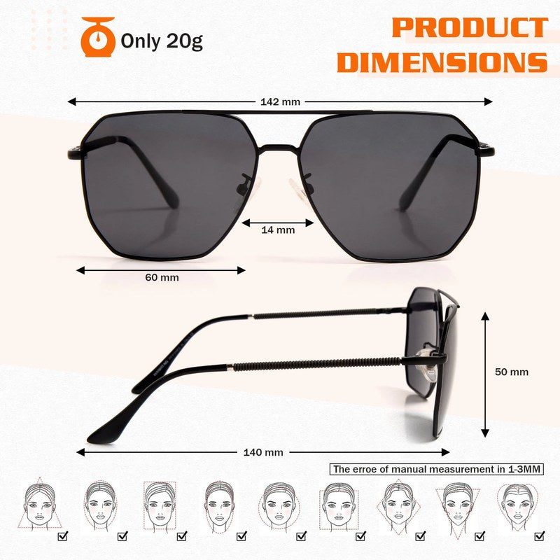 Lenis Grey Large Full Rim Haxagonal Sunglasses for Men & Women — Hashtag Eyewears
