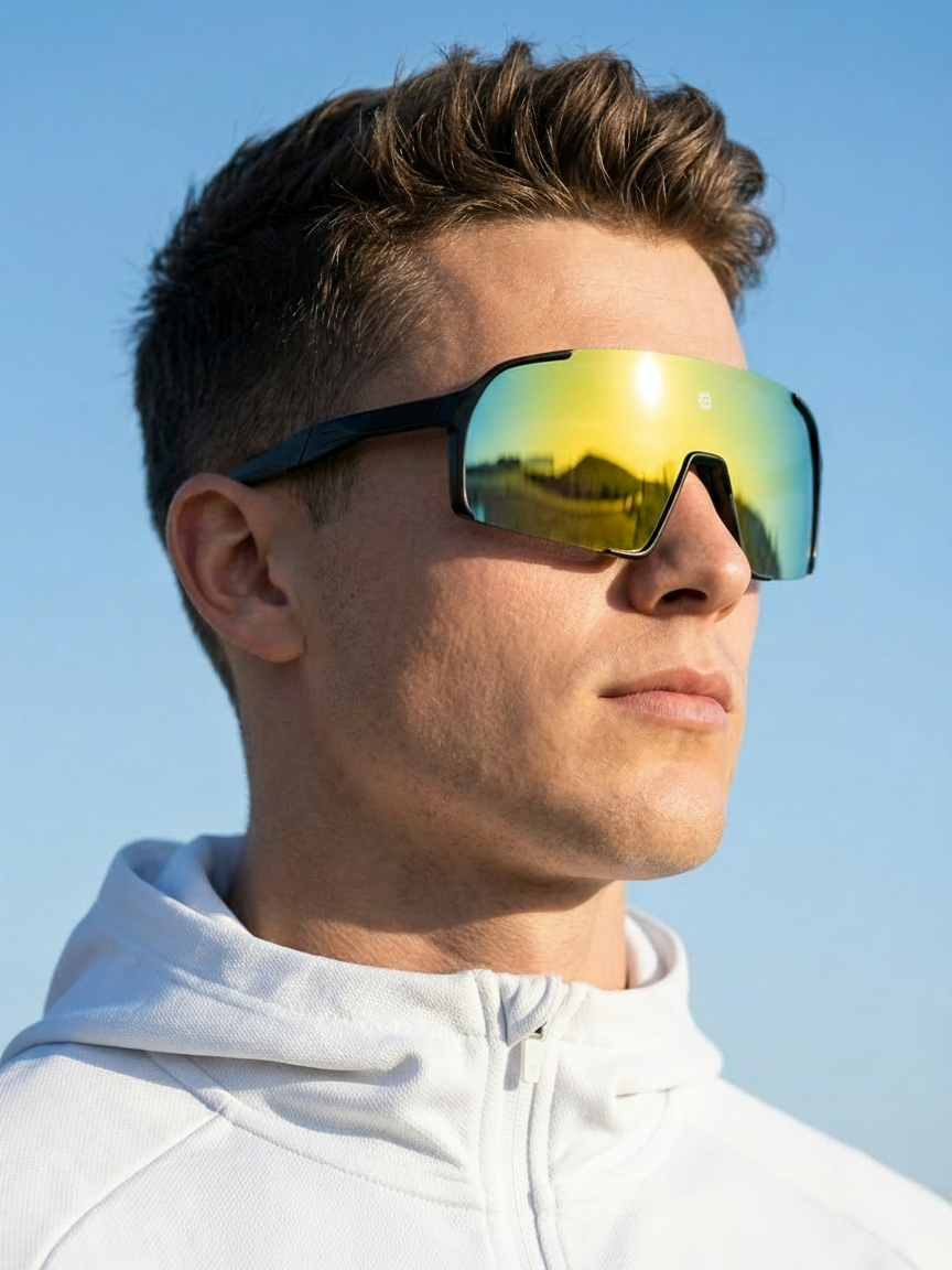 Swift Men's sports sunglasses in black green texture