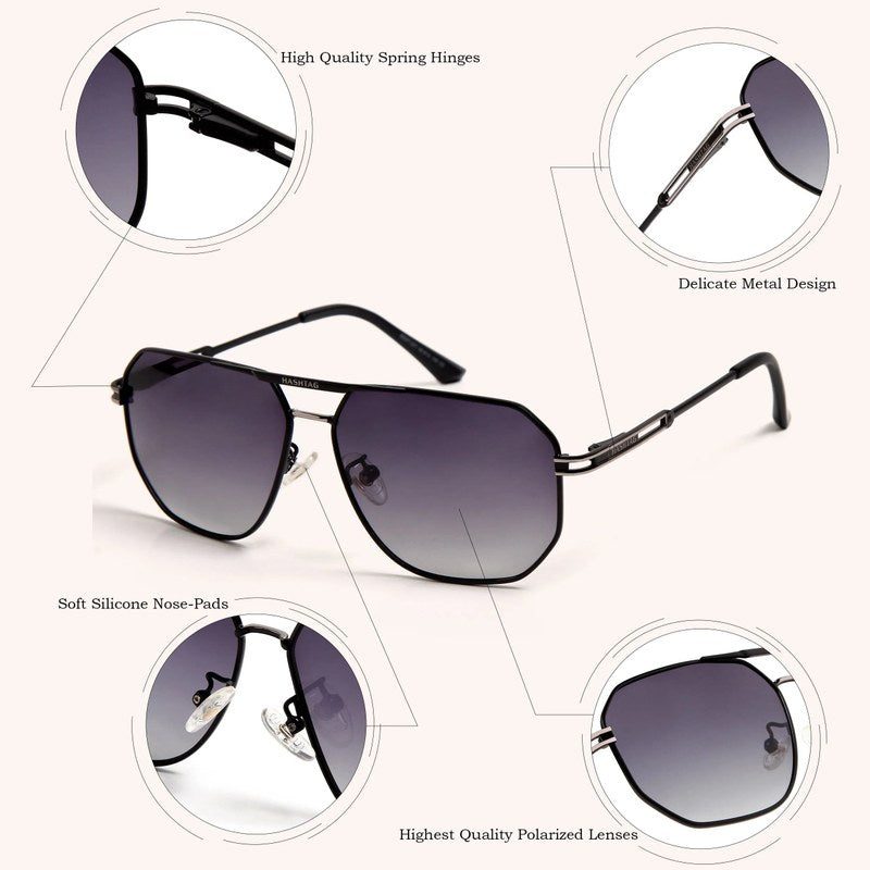 Sion Gradient Purple Medium Full Rim Haxagonal Sunglasses for Men & Women — Hashtag Eyewears