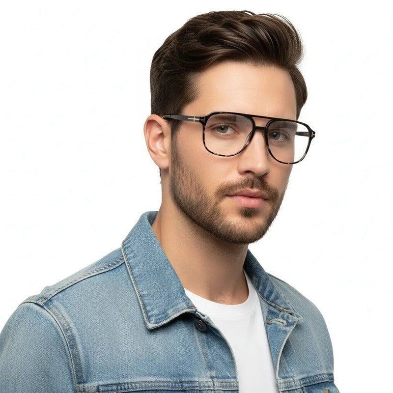 Aegira Black Texture Small Full Rim Square Computer Glasses for Men & Women — Hashtag Eyewears
