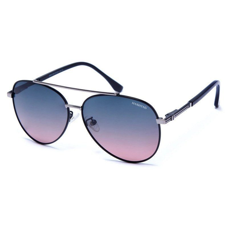 Ambience Gradient Blue Pink Large Full Rim Aviator Sunglasses for Men & Women — Hashtag Eyewears