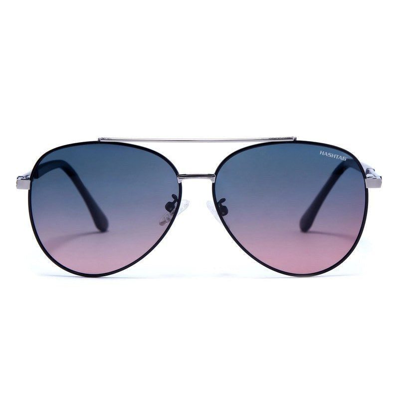 Ambience Gradient Blue Pink Large Full Rim Aviator Sunglasses for Men & Women — Hashtag Eyewears
