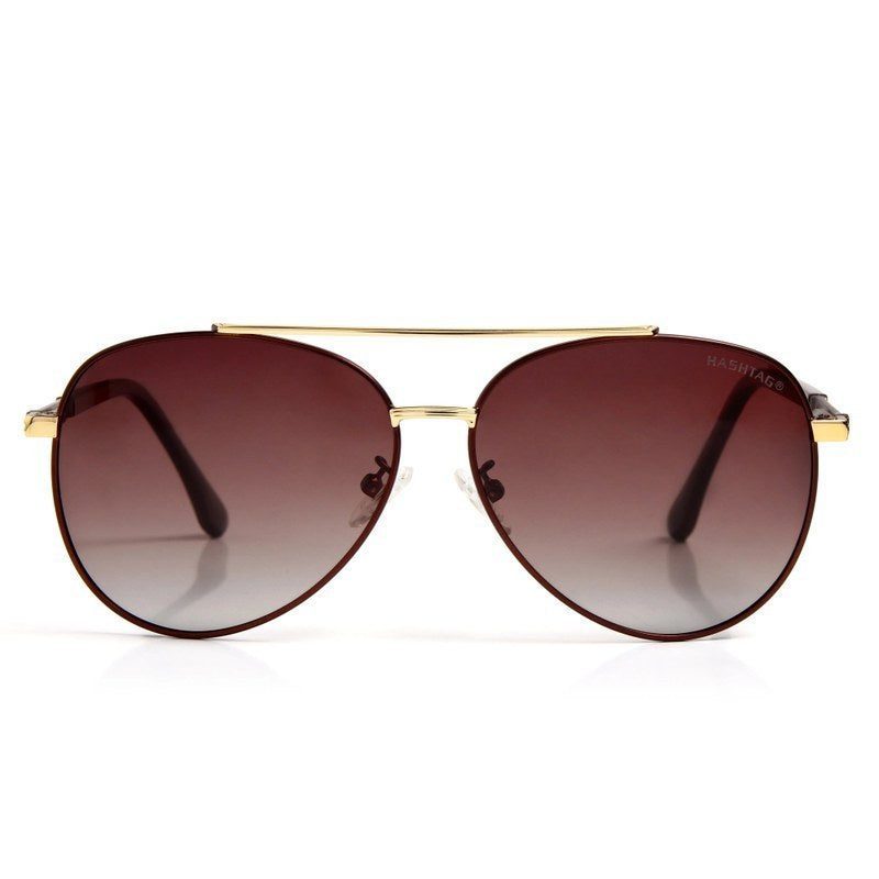 Ambience Gradient Brown Large Full Rim Aviator Sunglasses for Men & Women — Hashtag Eyewears
