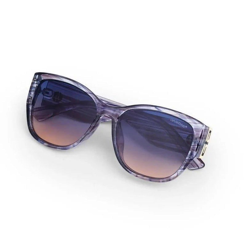 Analog Transparent Blue Texture and Gold Medium Full Rim Oval Sunglasses for Men & Women — Hashtag Eyewears