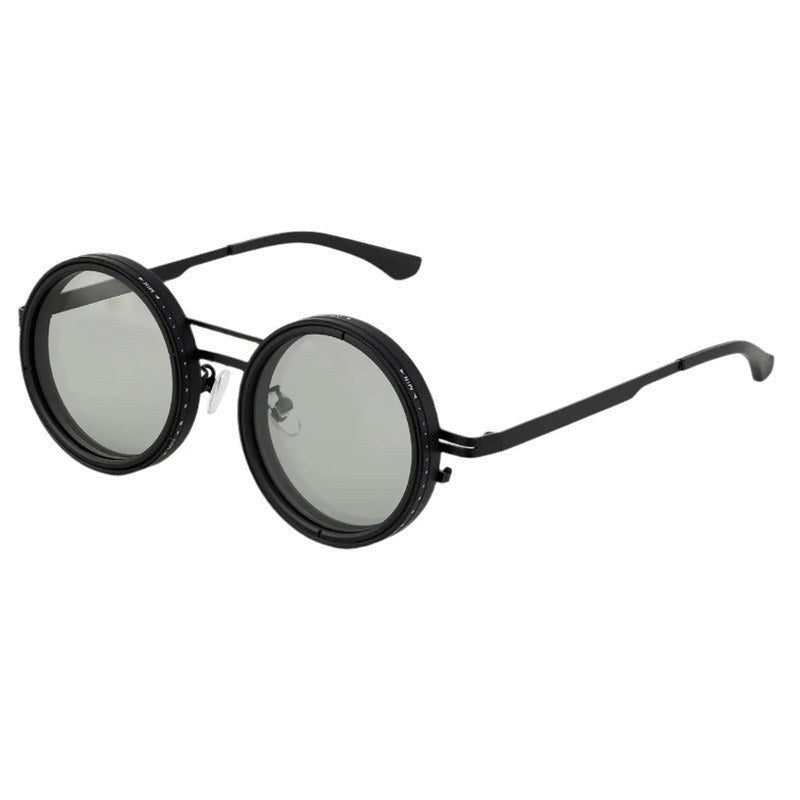 APERTURE Black Large Full Rim Round Sunglasses for Men & Women — Hashtag Eyewears