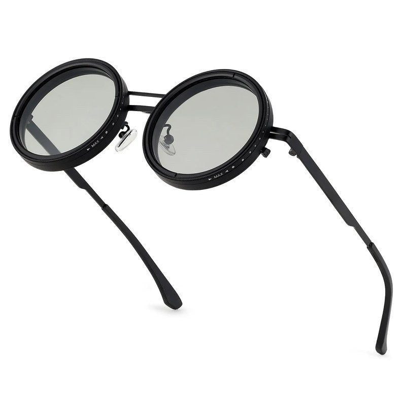 APERTURE Black Large Full Rim Round Sunglasses for Men & Women — Hashtag Eyewears
