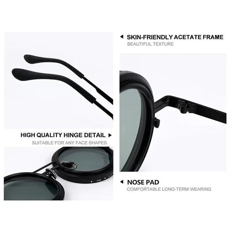 APERTURE Black Large Full Rim Round Sunglasses for Men & Women — Hashtag Eyewears