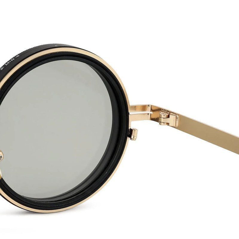 APERTURE Golden & Black Large Full Rim Round Sunglasses for Men & Women — Hashtag Eyewears