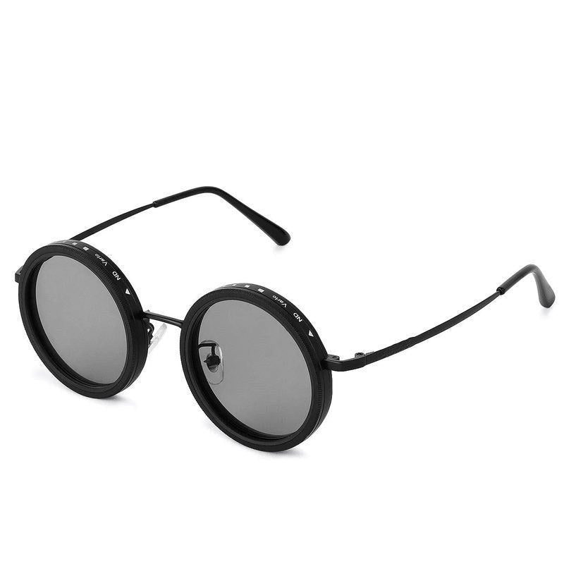APERTURE SB Black Large Full Rim Round Sunglasses for Men & Women — Hashtag Eyewears