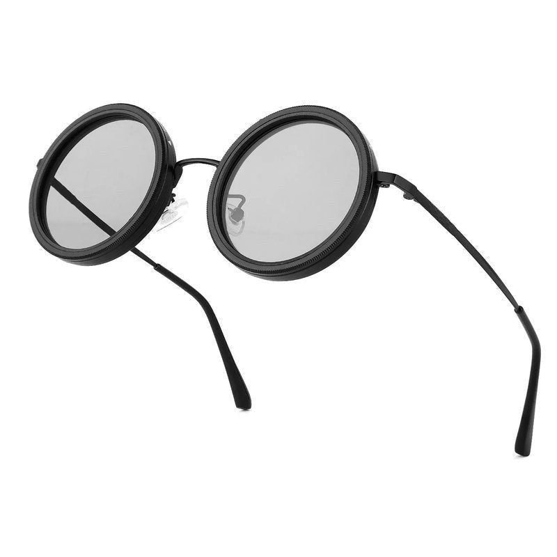 APERTURE SB Black Large Full Rim Round Sunglasses for Men & Women — Hashtag Eyewears