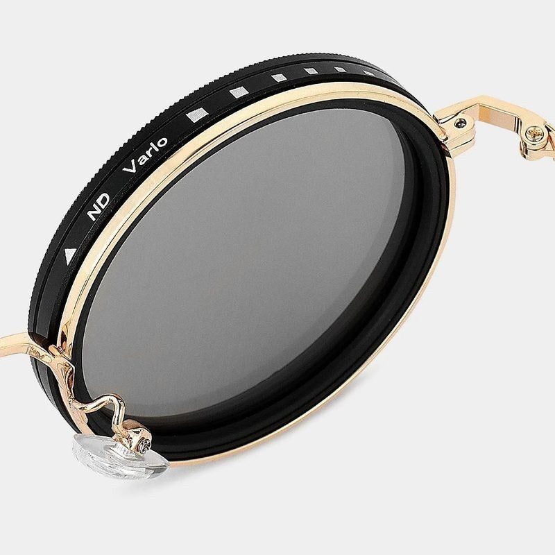 APERTURE SB Golden & Black Large Full Rim Round Sunglasses for Men & Women — Hashtag Eyewears