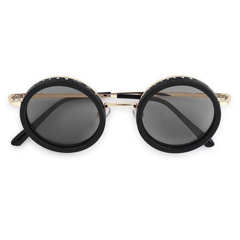 APERTURE SB Golden & Black Large Full Rim Round Sunglasses for Men & Women — Hashtag Eyewears