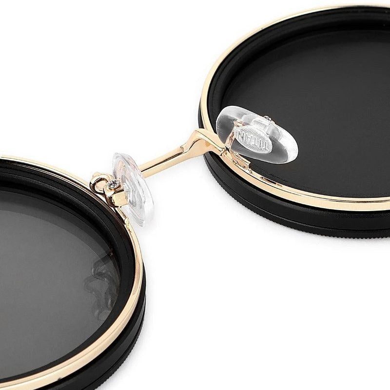 APERTURE SB Golden & Black Large Full Rim Round Sunglasses for Men & Women — Hashtag Eyewears