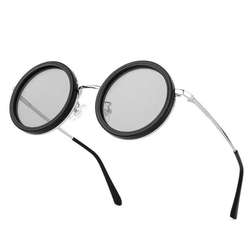 APERTURE SB Silver & Black Large Full Rim Round Sunglasses for Men & Women — Hashtag Eyewears