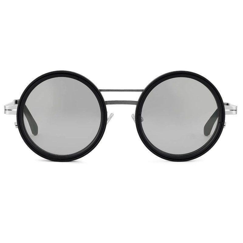 APERTURE Silver & Black Large Full Rim Round Sunglasses for Men & Women — Hashtag Eyewears