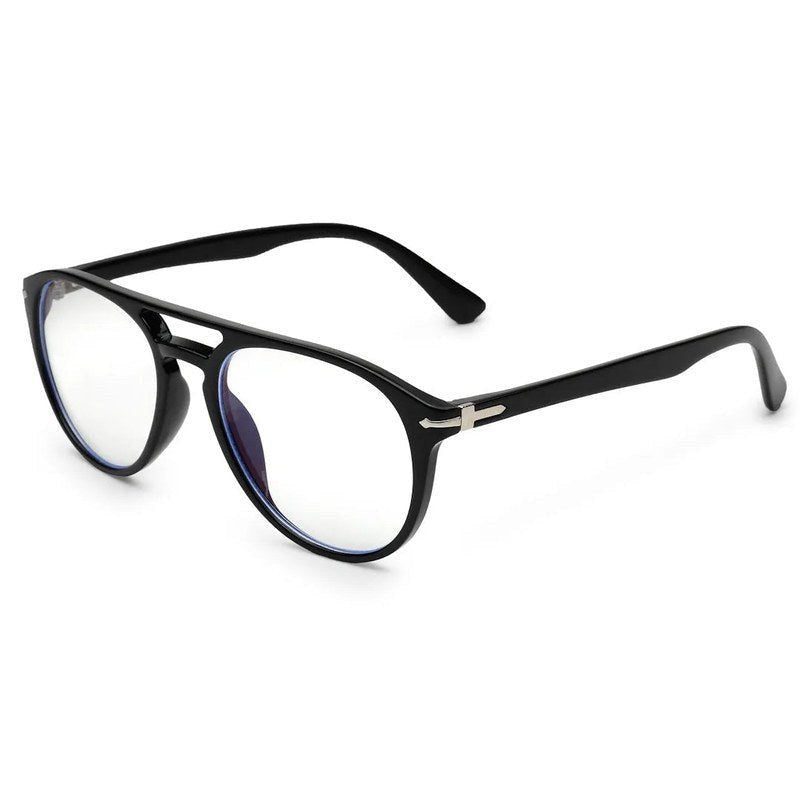 Arcane Black Small Full Rim Aviator with Lock Side Hinges Computer Glasses for Men & Women — Hashtag Eyewears