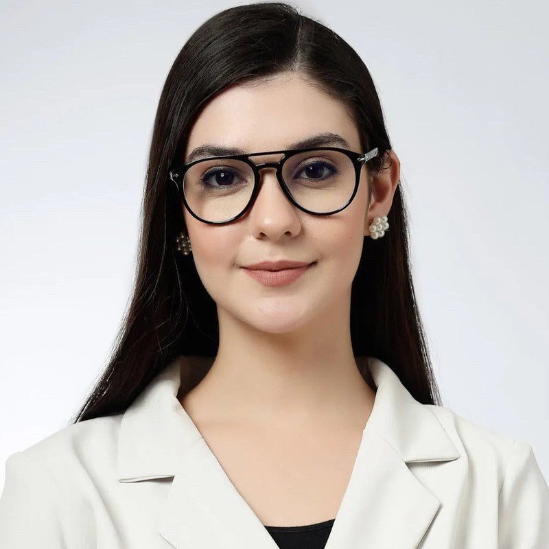 Arcane Black Small Full Rim Aviator with Lock Side Hinges Computer Glasses for Men & Women — Hashtag Eyewears
