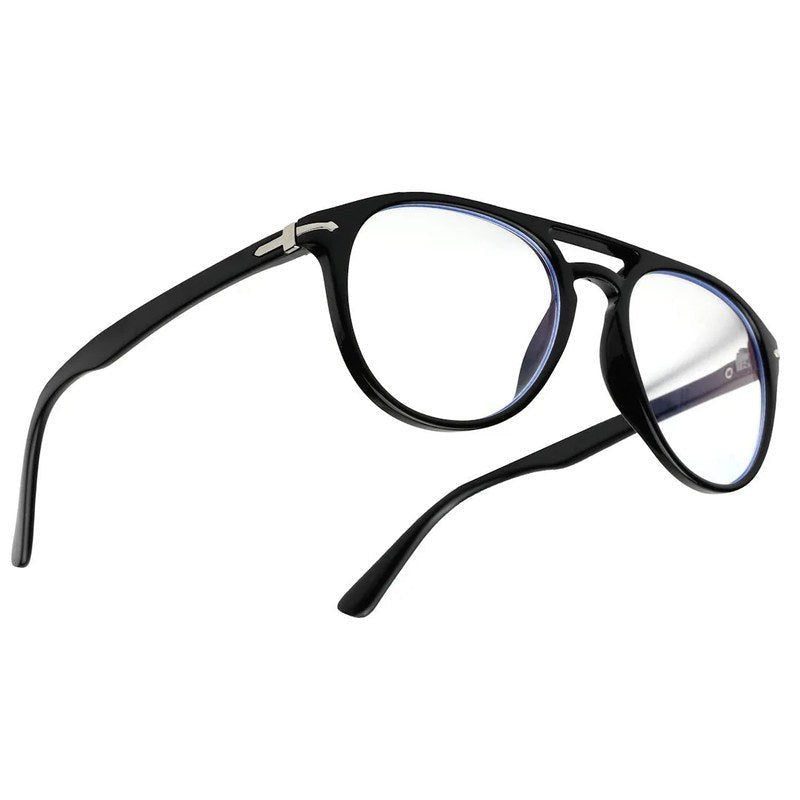 Arcane Black Small Full Rim Aviator with Lock Side Hinges Computer Glasses for Men & Women — Hashtag Eyewears
