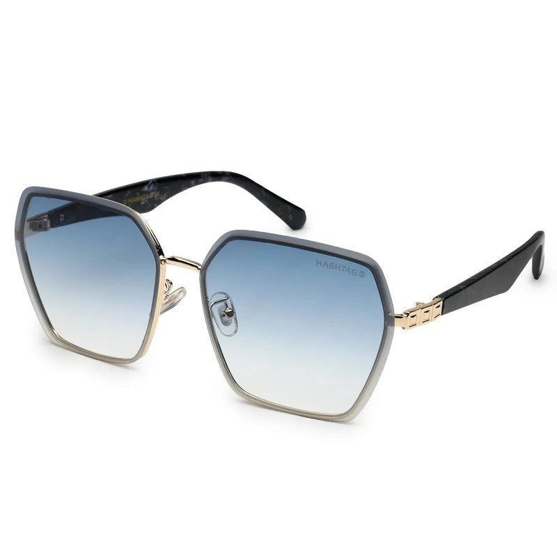 Arion Gradient Grey Oversized Full Rim Hexagonal Sunglasses for Women — Hashtag Eyewears