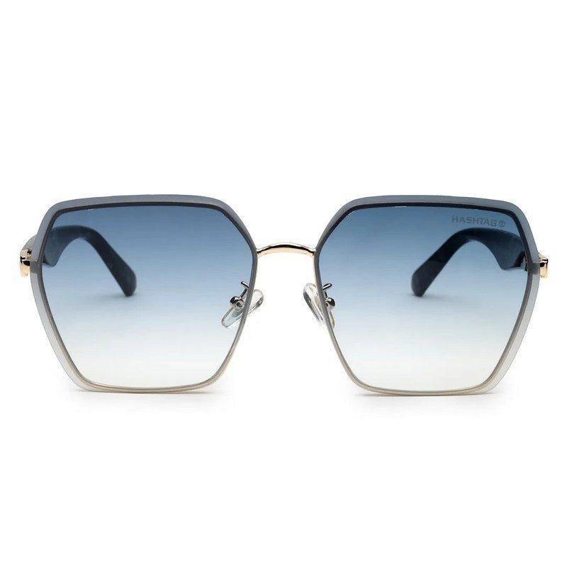 Arion Gradient Grey Oversized Full Rim Hexagonal Sunglasses for Women — Hashtag Eyewears