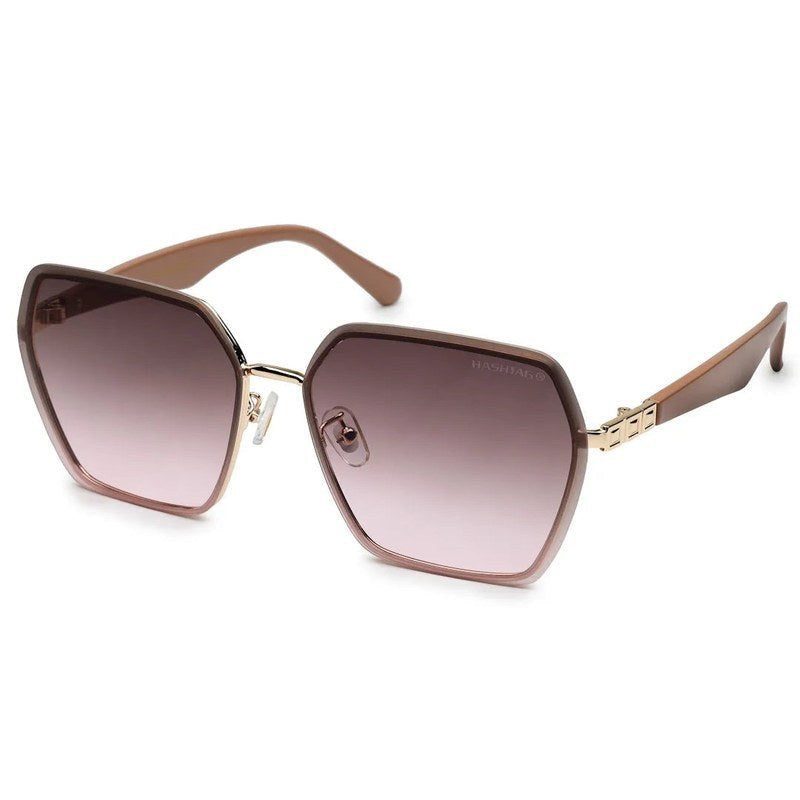 Arion Gradient Grey & Pink Oversized Full Rim Hexagonal Sunglasses for Women — Hashtag Eyewears