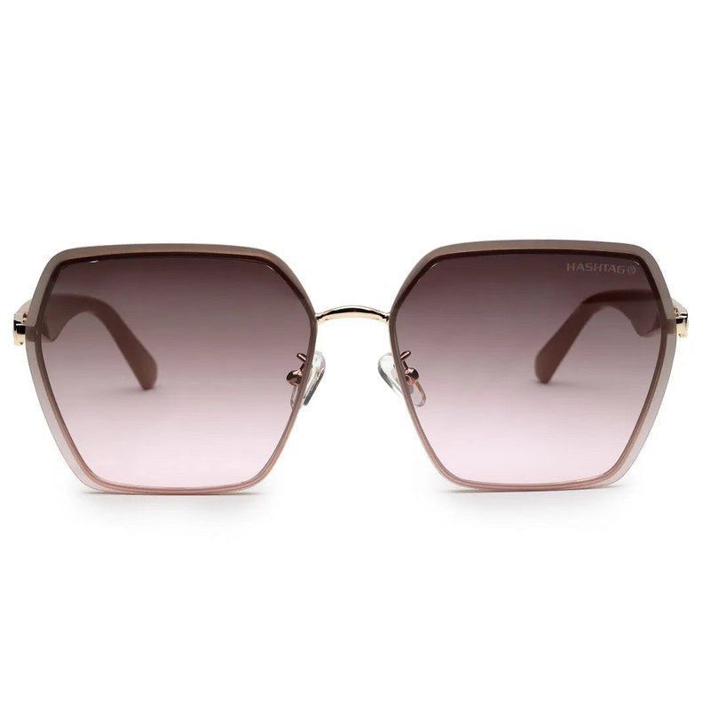 Arion Gradient Grey & Pink Oversized Full Rim Hexagonal Sunglasses for Women — Hashtag Eyewears
