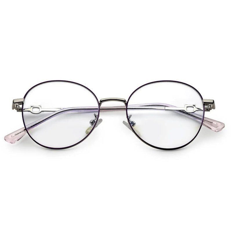 Astrid Silver & Purple Medium Full Rim Oval Computer Glasses for Men & Women — Hashtag Eyewears