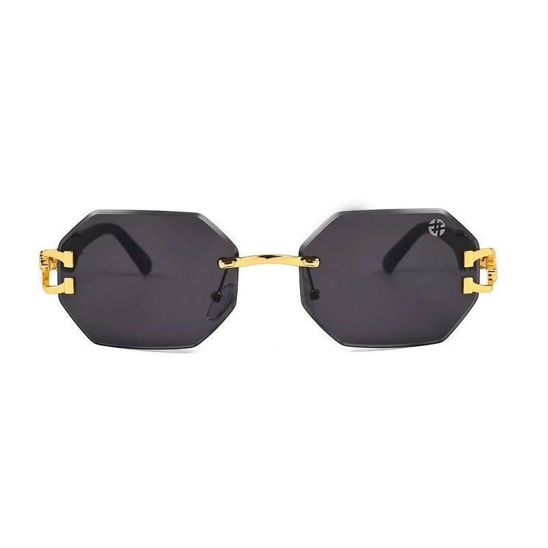 Astrolis Black Medium Rim Less Hexagonal Sunglasses for Men — Hashtag Eyewears