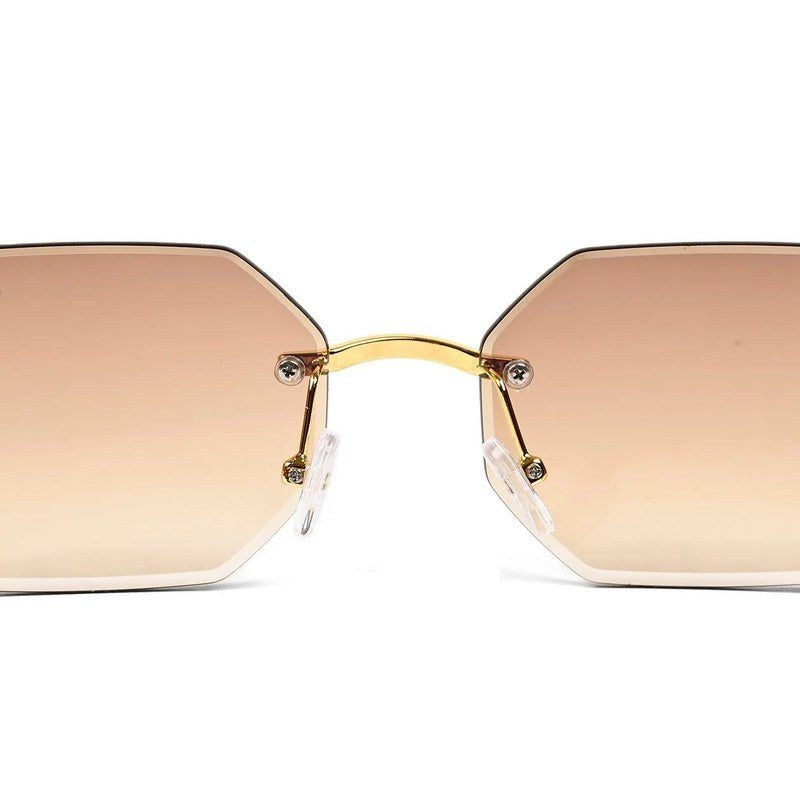 Astrolis Brown Medium Rim Less Hexagonal Sunglasses for Men — Hashtag Eyewears