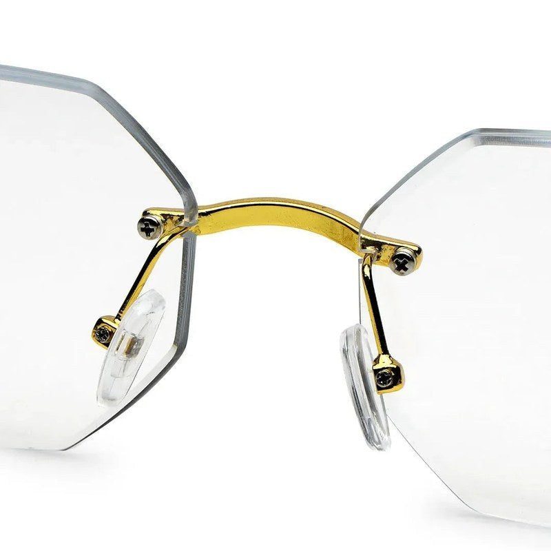 Astrolis Golden Medium Rim Less Hexagonal Eyeglasses for Men — Hashtag Eyewears