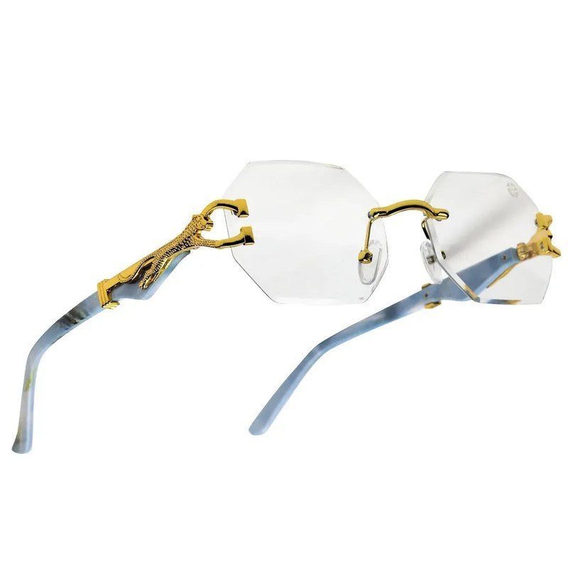 Astrolis Golden Medium Rim Less Hexagonal Eyeglasses for Men — Hashtag Eyewears