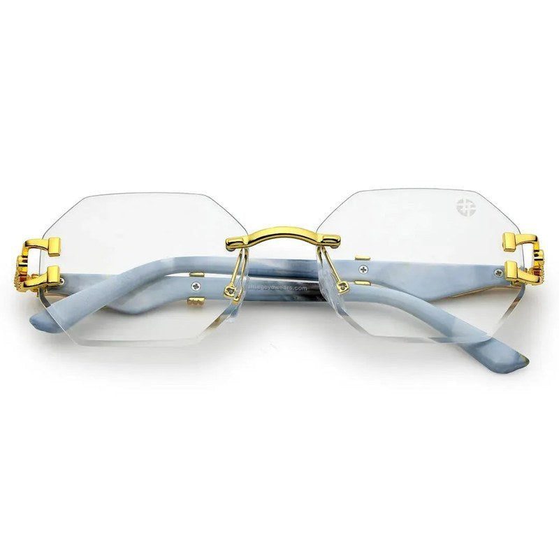 Astrolis Golden Medium Rim Less Hexagonal Eyeglasses for Men — Hashtag Eyewears