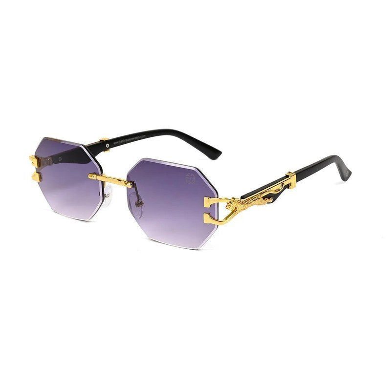 Astrolis Gradient Grey Medium Rim Less Hexagonal Sunglasses for Men — Hashtag Eyewears