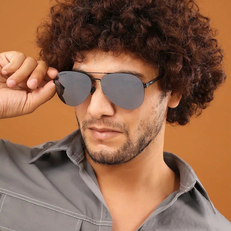 Aurion Black Medium Full Rim Aviator Sunglasses for Men — Hashtag Eyewears