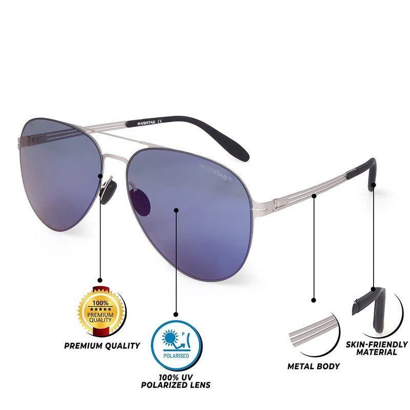 Aurion Silver Medium Full Rim Aviator Sunglasses for Men — Hashtag Eyewears