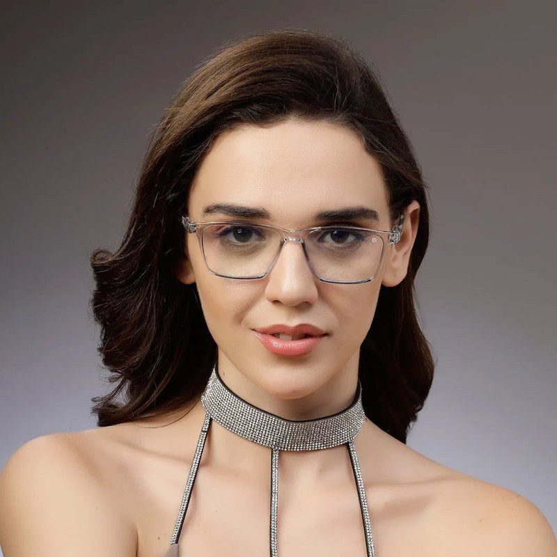 Aurora Transparent Medium Full Rim Rectangle Computer Glasses for Men & Women — Hashtag Eyewears