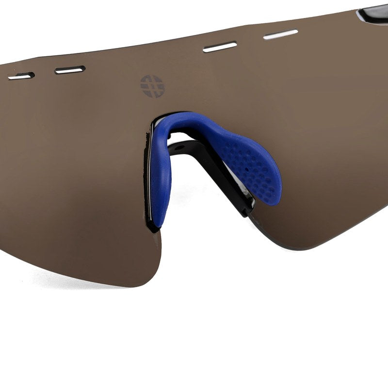 Auryon Black & Blue Large Rim Less Shield Sports Sunglasses for Men & Women — Hashtag Eyewears