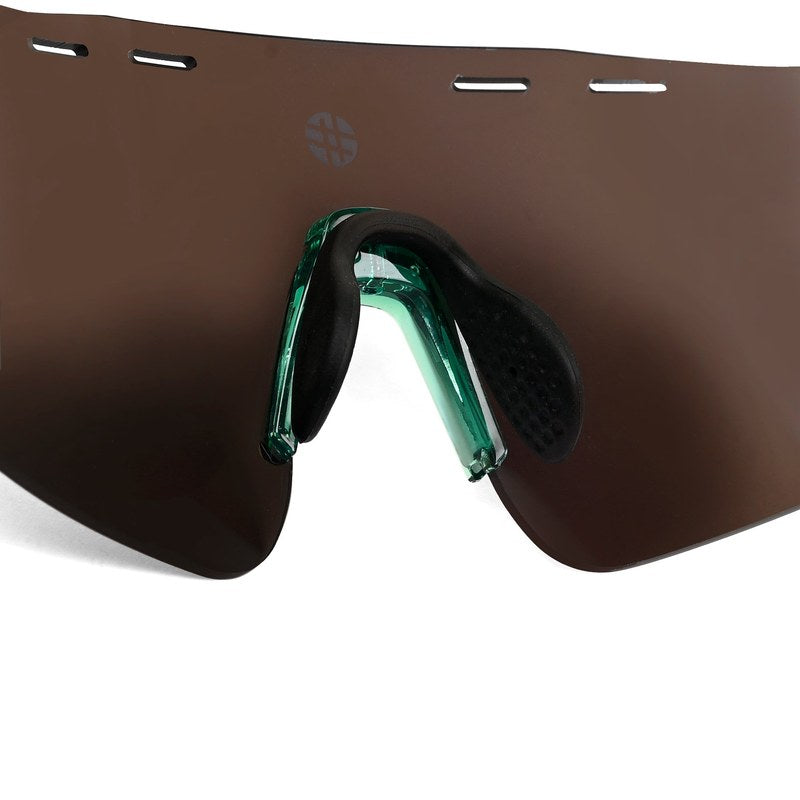 Auryon Green Large Rim Less Shield Sports Sunglasses for Men & Women — Hashtag Eyewears