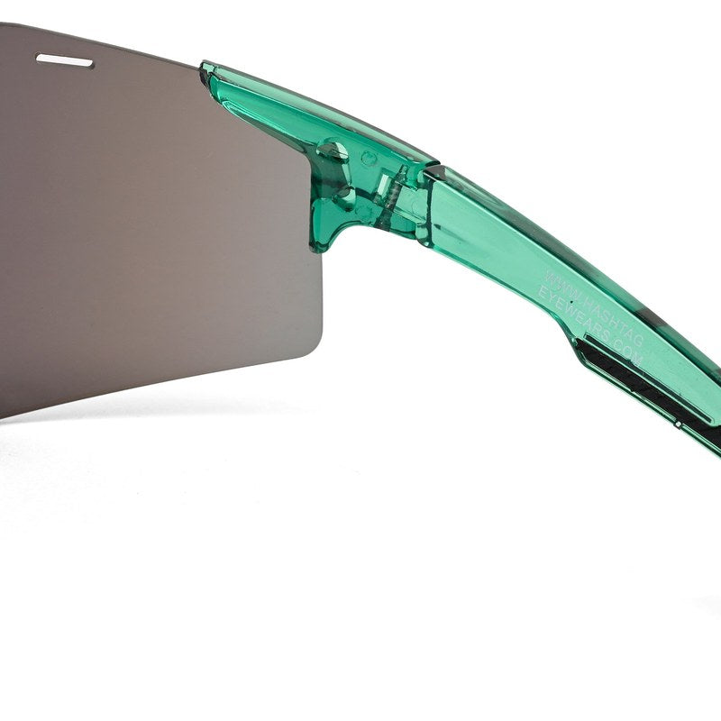 Auryon Green Large Rim Less Shield Sports Sunglasses for Men & Women — Hashtag Eyewears