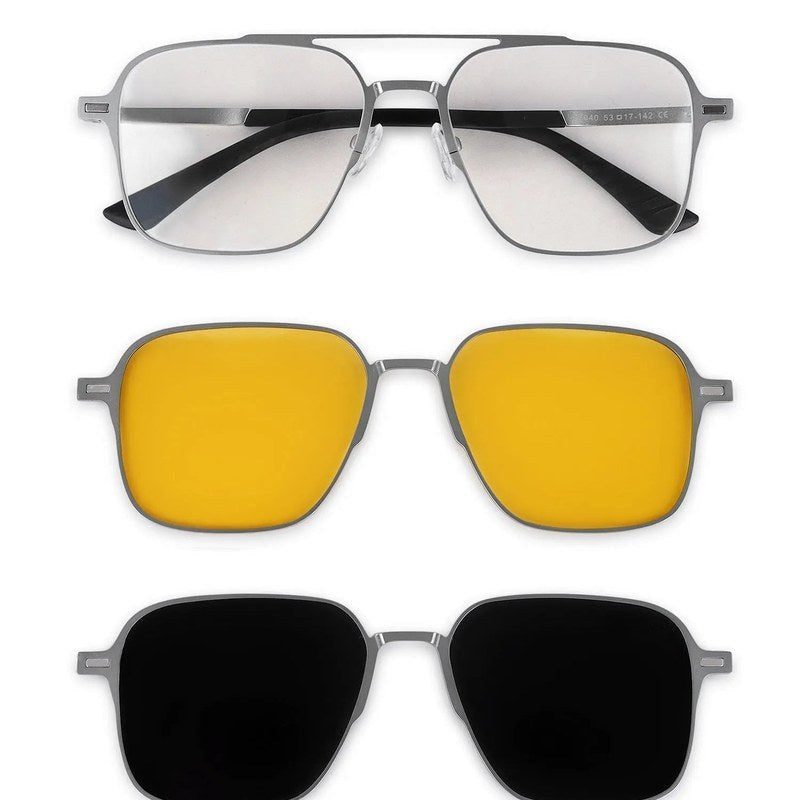 Avelora Silver Large Full Rim Rectangle Clip-on for Men & Women — Hashtag Eyewears