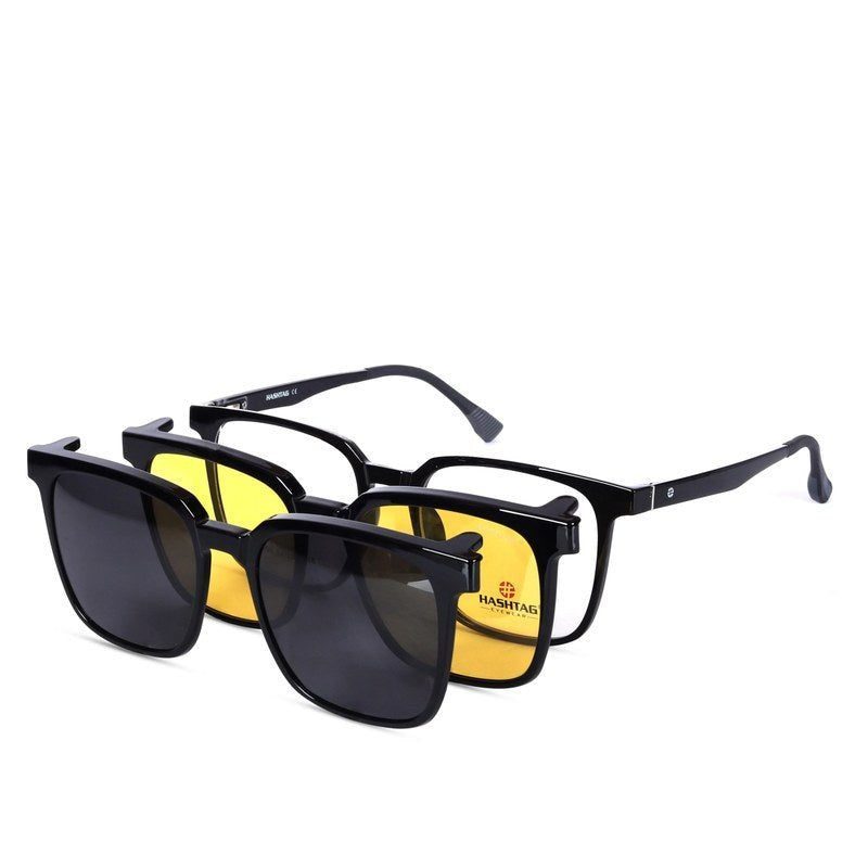 Blaze Black Medium Full Rim Wayfarer Clip-on for Men & Women — Hashtag Eyewears