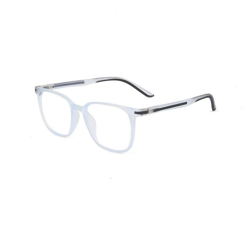 Blokz Transparent Light Blue & Transparent White Medium Full Rim RECTANGLE Computer Glasses for Men & Women — Hashtag Eyewears