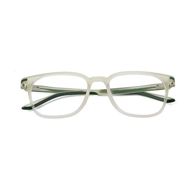 Blokz Transparent Light Green Medium Full Rim RECTANGLE Computer Glasses for Men & Women — Hashtag Eyewears