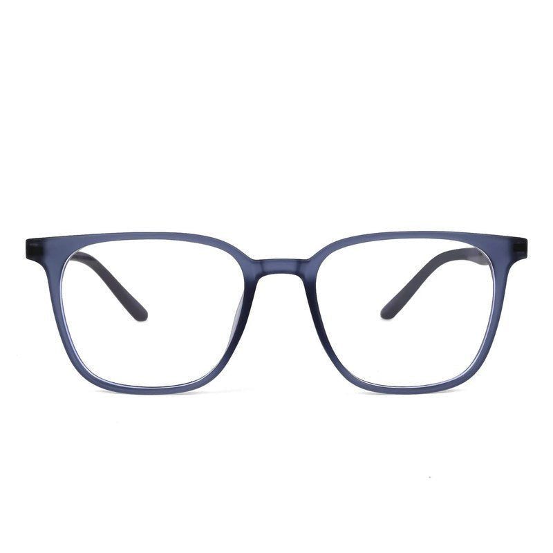 Blokz Transparent Navy Blue Medium Full Rim RECTANGLE Computer Glasses for Men & Women — Hashtag Eyewears